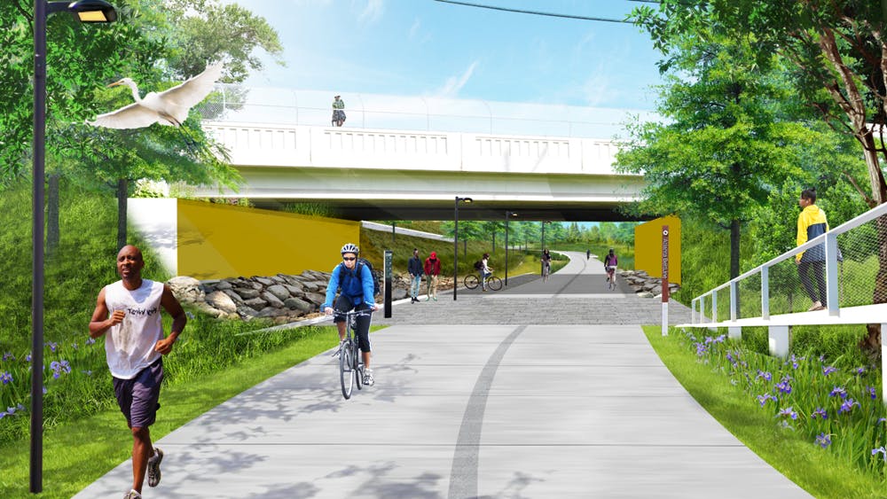 Rendering of the Westside Trail underpass below Hollowell Parkway.