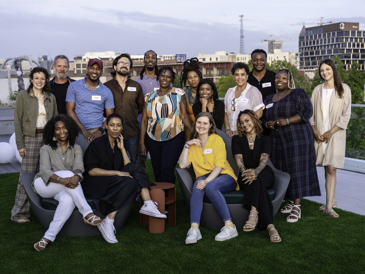 A group of people pose together for a photo.