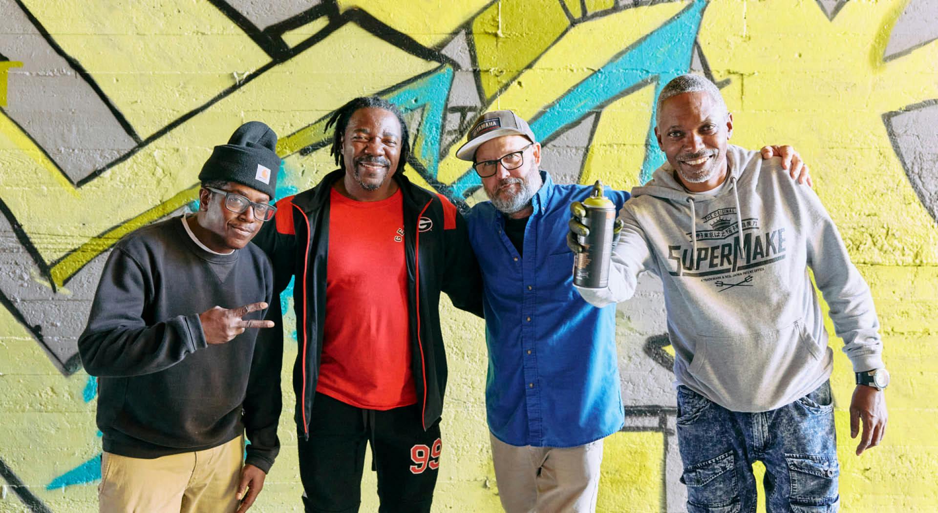 Members of the United Kings Crew on the Southwest Trail in the tunnel under Lee Street and Murphy Avenue. (Photo Credit: Erin Sintos)